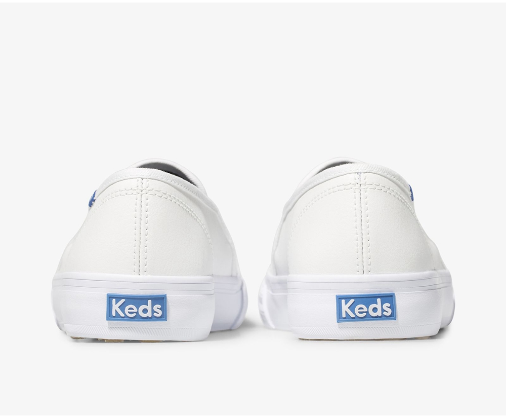 Slip Ons Keds Mujer Blancas - Double Decker Perf Cuero - 510-CBTIKM